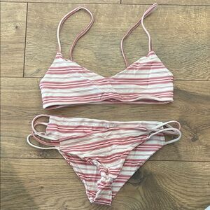 CITRINE small Striped Pink and White Bikini Set- patriotic!
